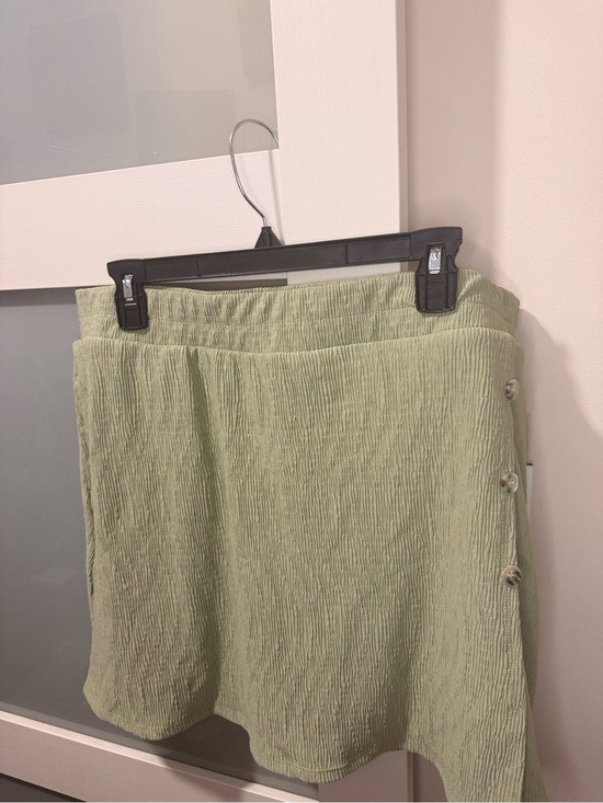 French Connection Dresses & Skirts - French Connection Sage Green Textured Pull-On Skort with Side Buttons